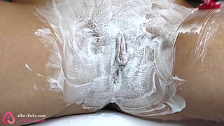 Erect Dicks Close-Up Shave of Hairy Tight Pussy