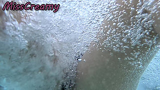 Flashing My Pussy in Front of a Student in Swimming Pool and Helps Me Masturbate - It's Very Risky with People Near