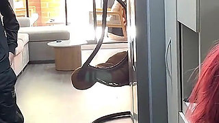 Threesome in the Kitchen After My Boyfriend Came to Visit Me and My Roommate Craved My Pussy