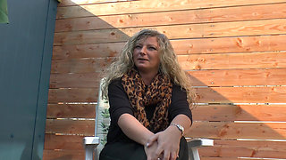 Busty Germans Slut Plays with a Big Orange Dildo