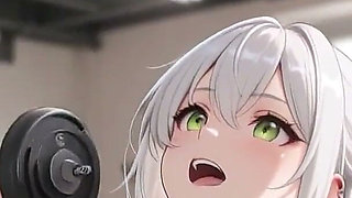 Gym Stranger & White-haired Girl: From Workout to Hardcore Fuck. Hentai Anime Ai Porn