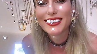 Glamour babe with big boobs masturbates in lingerie