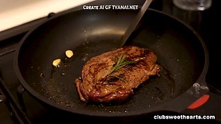 Blonde beauty shares passionate steak desire with intense climax