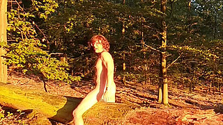 Naked in the evening sun