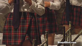 Group Of Submissive Lesbian Slaves Undressing For Merciless Mistress