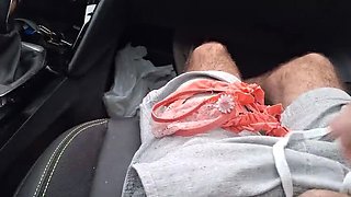 Fanny Squirting Redhead Skinny Amateur POV Handjob in Car - Cum in Sister-in-Law's Dirty Panties Taboo Fetish
