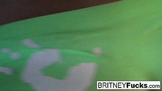 Britney Amber, a gorgeous blonde, teases and eventually inserts a huge item into her pussy.