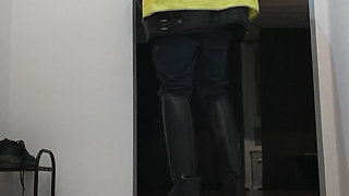 Gay policeman jerks off in military officers