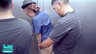 Rie Miyagi Fucks in Elevator - Asian Babe Takes Cum on Big Tits