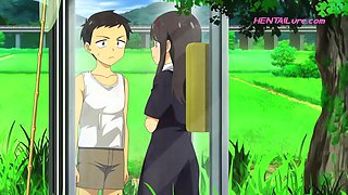 Public Phone Booth Turns into Creampie Heaven for Horny Summer Virgin Teens