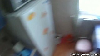 Fucking glasses - med schoolgirl likes hard knob