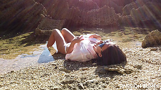 Cute Wife Fingering on Sea Beach