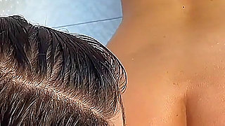 Shower Time and Ready to Get Wet Their Pussies - Two Sexy and Hot Brunettes Banging with Tits and Hardcore Masturbation in POV