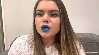 Play with smoke with light blue lipstick