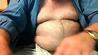 Hairy Grandpa Bear Strokes His Big Cock