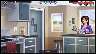 Lucky Guy Kisses Hot MILF Landlady & Gets Footjob From Girlfriend - Summertime Saga 3D Sex Animation