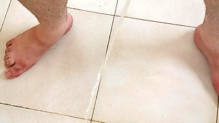 I pee all over the bathroom floor.