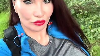 Redhead Sophie James Gets Her Tits Out in the Woods