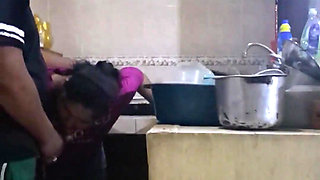 Employee Fucking and Sucking When She Washes Dirty Dishes