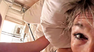 Amateur Handjob and Lite Bondage Sex with Hairy Granny - Face Fuck & Tied Up