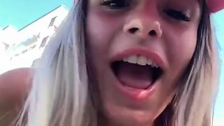18 Year Old Italian Webcam Star Blonde Sneaks Away From the Pool to Squirt for Her Lover