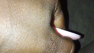 Stretching that pussy with a 5 inch dildo