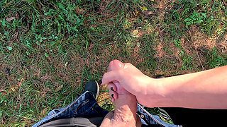 Naughty Nature Handjob - Outdoor Male POV Handjob Huge Cum