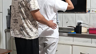 The Maid Got Fucked in the Ass in the Kitchen While Washing the Dishes
