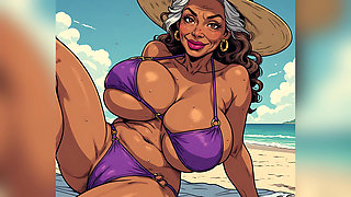Beautiful Beach Women Comic Art