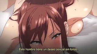 Sex addicted brunette gets creampied every time she has sex, hentai