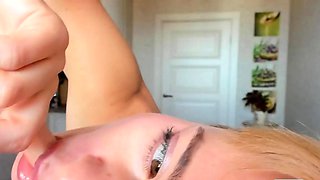 Blonde Solo Webcam Girl in Public BDSM Fingering