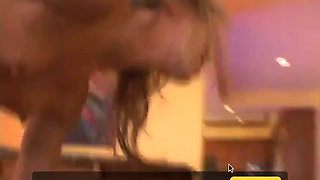 Guy fucks two teen white girls on couch