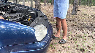 Revving Her Man to the Edge Real Car Breakdown Climax!