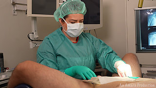 Sounding with Sterile Surgical Latex Gloves and Gown.