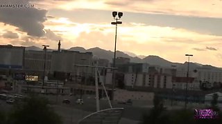 Ashley Flashing Big Tits in Public – Risky Outdoor Show in Las Vegas