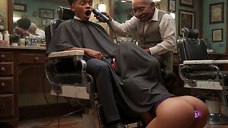 The barbershop is becoming famous because of the new female employees (AI-generated)