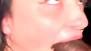 Horny brunette with big boobs sucking cock and riding