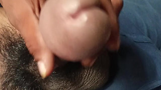 A lonely man is masturbating at home