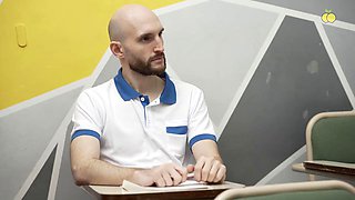 Student Pelaconbarba Settles Scores with Busty Teacher Alba on Classroom Desk in Rough Pound Session