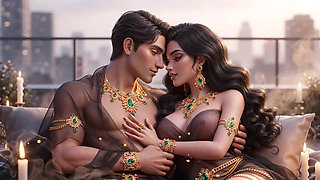 Romantic Desi Couple Bed Pe Soft Intimate Embrace - White Saree Mein Sexy Wife Aur Husband Ki Full Romance