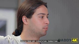 Daddy4k. my stepdaddy is interviewing my girlfriend while he nails her