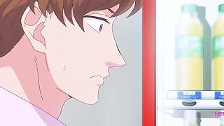 Dominant anime boy bends nerdy uke for raw doggystyle