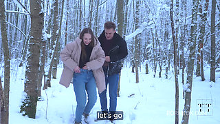 During a Lovely Walk in the Winter Forest, My Pussy Was Filled to the Limit 4K HD Tim Team
