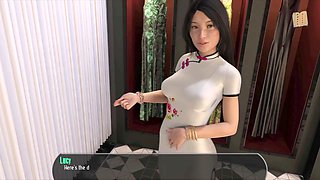 Busty brunette newbie plays PC games in 3D style
