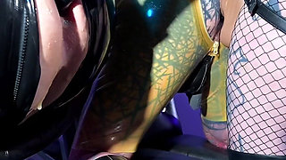 Double Slut Pegging and Fisting Ft Goth Leather Mistress Lunatika Latex Slave Maz Morbid