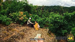 Hunt4k. opened up her hole right in the woods