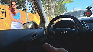 Hot Redhead Bus Stop Risky Masturbation - Public Handjob & Squirting