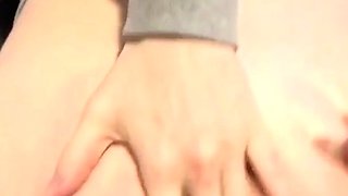 Blonde amateur girlfriend toys his ass and gives head