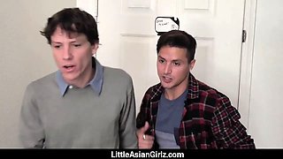 Hot asian pizza delivery girl Ember Snow bangs gamers rods