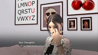 3D cartoon visual novel featuring a sexy blonde in a college setting